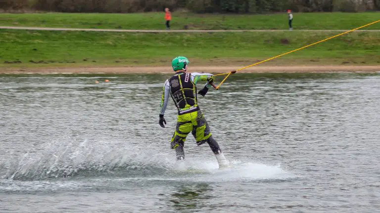 Man Wakeboarding Near a Beach